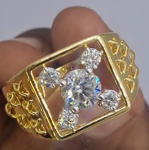 Anillo de diamante de moissanita redondo blanco Anillo de compromiso de moissanita de oro rosa hermoso Anillo de hombre de diamante de moissanita de oro rosa - Product Image 1