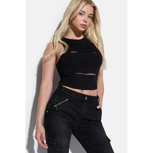 T-shirt ajusté pour femme, style décontracté, 100% coton, respirant et léger, tailles XS et XXS, long et court - pour l'été - Product Image 3