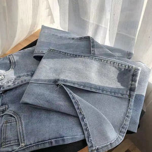 Jeans de Mujer con Corte Dividido en la Parte Inferior, Cintura Alta, Ajustados, Pantalones Vaqueros de Mezclilla, Estilo Moderno, Pierna Recta, Moda Urbana, Casual, con Dobladillo Dividido - Product Image 6