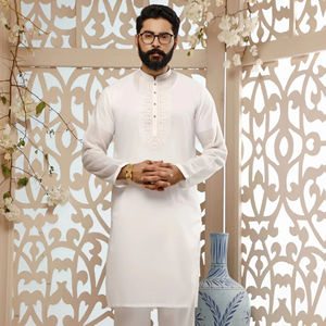 Shalwar Kameez ethnique pour hommes, en coton de qualité supérieure, coupe ajustée, tenue traditionnelle pour hommes, confortable, coupe classique - Product Image 1