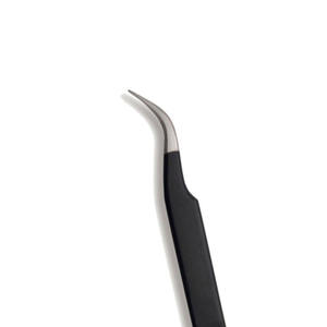 Pince à épiler en acier inoxydable de marque privée, noire et grise, à pointe incurvée, idéale pour isoler les cils, emballage en boîte cartonnée - Product Image 3