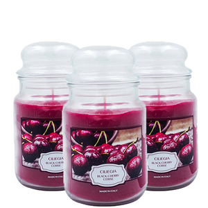 Set di 3 grandi barattoli di vetro-candele profumate alla ciliegia 510g nero ciliegia rosso arancio rosa lavanda fragranza per la casa - Product Image 1
