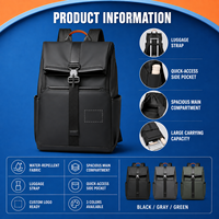 Mochilas de Negocios Impermeables de 15.6 Pulgadas con Asa Enrollable Antirrobo y Diseño en Contraste, OEM ODM, Gran Capacidad, para Viajes y Uso Casual