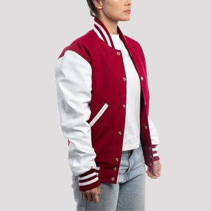 Chaqueta Bomber Varsity de Piel de Oveja Personalizada para Mujer, Transpirable, con Mangas Reversibles, Diseño OEM, para Invierno/Primavera - Product Image 2