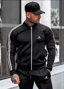 Chándal con capucha de lana de algodón negro pesado de invierno para hombre con bordado de rosas en las mangas antibacteriano y transpirable - Product Image 4