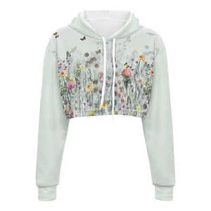 เสื้อฮู้ดแขนยาวผ้าฝ้าย100% สำหรับผู้หญิงเสื้อครอปผู้หญิงมีฮู้ดแฟชั่นมาใหม่ - Product Image 5