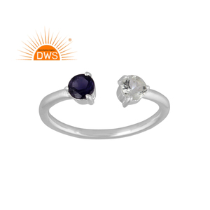 แหวนอความารีนและอัญมณี iolite 925อัญมณีปรับได้เป็นของขวัญสำหรับผู้หญิงดีไซน์ล่าสุด - Product Image 1