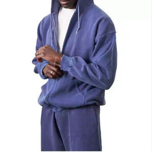 Chándal Deportivo de Alta Calidad para Hombre, Estilo Urbano, Holgado, Lavado Ácido, con Cremallera y Manga Larga para Invierno - Product Image 4