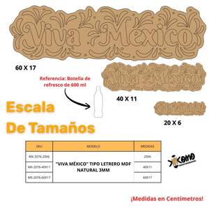 Figurine patriotique en MDF pour la décoration avec la légende « VIVA MEXIQUE » - Product Image 3