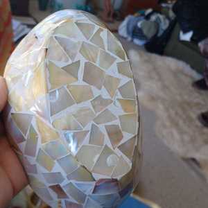 ถ้วยเสิร์ฟไม้ทำด้วยมือคุณภาพสูงดีไซน์เนอร์โมเสครูปทรงลูกปัดงานมุกสีดำและสีขาว - Product Image 4