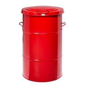 ถังขยะพลาสติก HDPE สีแดง ขนาด 115 ลิตร รุ่น KM115RF แบบเปิดด้านบน พร้อมรถเข็นสำหรับจัดการขยะ - Product Image 1