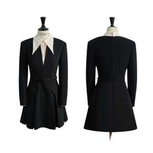 Haute Qualité PHOEBE MINI ROBE Avec Col Vietnam Fabricants Robe Pour Femmes 73% Polyester 17% Rayonne 10% Spandex Best-seller - Product Image 1