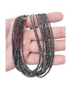 Cuentas de Rondelle facetadas de diamante negro, Diamante de alta calidad de hebra completa para la fabricación de joyas, cuentas de piedra facetada, diamantes al por mayor - Product Image 1