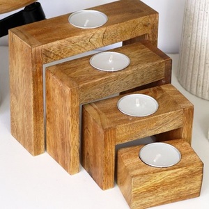 Portavelas de lujo pulido brillante, vajilla de madera decorativa para el hogar, candelabro de boda a la venta - Product Image 4