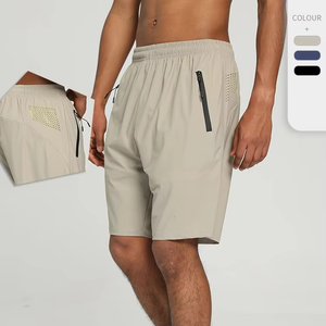 Short de gym pour homme Séchage rapide Respirant Poches pour téléphone Impression solide Short d'entraînement de course à pied en plein air Service OEM Techniques teintées en couleur unie - Product Image 6