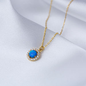 Elegante Collar con Dije de Ópalo Azul, Joyería Turca Hecha a Mano, Plata de Ley 925 al por Mayor - Product Image 4