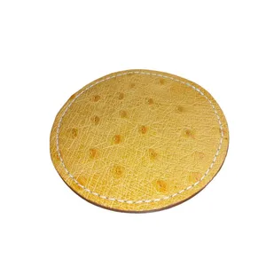 Handmade Bulk Indian Hersteller Direkt verkauf zum günstigen Preis Gelbe Leder Runde Untersetzer für Hotel Home Tisch Zubehör Verwendung