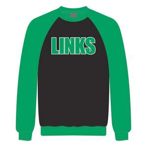 The Links Incorporated Sweat-shirt noir à manches raglan vertes Vêtements personnalisés d'organisation civique et professionnelle noirs - Product Image 2