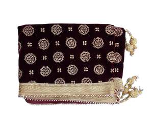 ผ้ากำมะหยี่พิมพ์ลายพื้นเมือง/ผ้าโพกหัว /pagdi/pagri (สีแดงเข้ม) พร้อมกำมะหยี่ dupatta (ขนาด: 22ถึง22.5นิ้ว) - Product Image 2