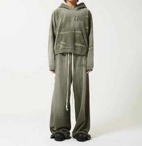 Ensemble survêtement homme color block, coupe ample, streetwear, molleton épais, style baggy évasé - Product Image 6