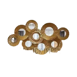 Art mural enduit de poudre d'or arrondi de luxe dernier design miroir mural pour la décoration de salon mariage anniversaire ramadan - Product Image 1