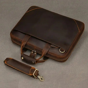 Classic Leather Laptop Messenger with Crossbody & Shoulder Strap Durable Portable Protective Work <b>Bag</b> - Product Image 3