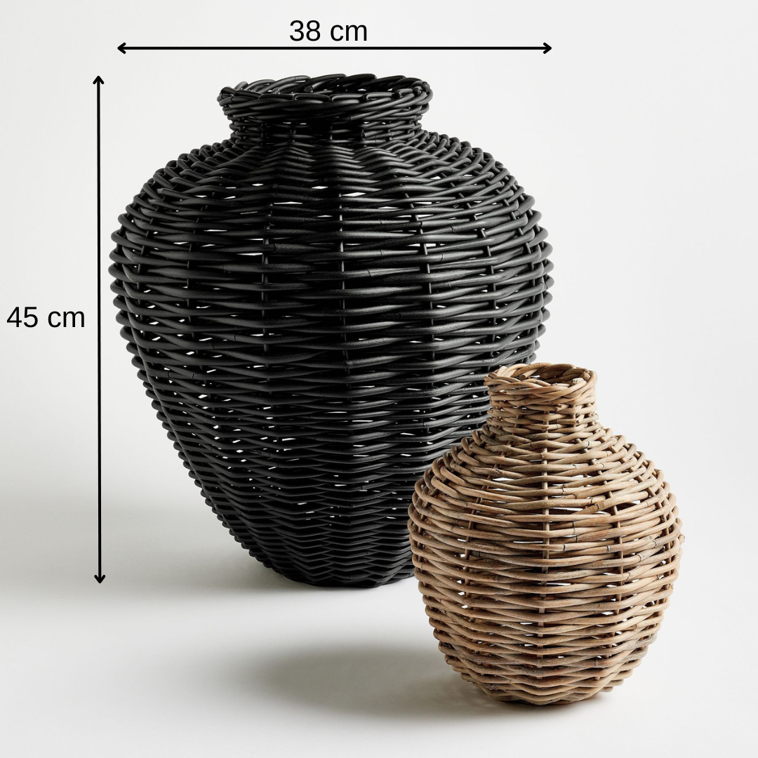 Black Rattan Vase