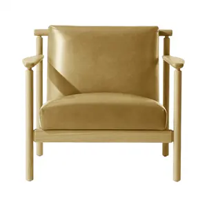 Design della sedia con accento in legno di Teak con rivestimento in pelle