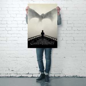 Game of Thrones Wall Decor Black <b>Frame</b> Paper <b>Poster</b> Featuring Lion and Dragon - Product Image 3