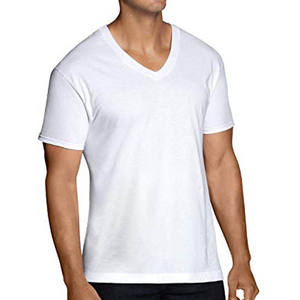 T-shirts en coton à col en V pour hommes, grandes tailles, couleur unie, col en V profond, manches courtes, coupe ajustée, sous-vêtements pour hommes - Product Image 3