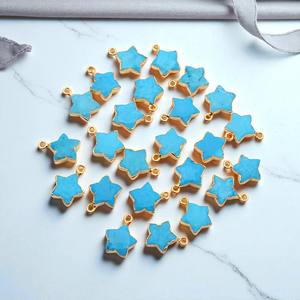 สินค้ามาใหม่จี้หินอิเล็กโทรเพลทสีทองพลอยเทอร์ควอยซ์รูปดาว10มม. ขายส่งของขวัญวันคริสต์มาส - Product Image 1