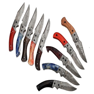 Navaja plegable de Damasco hecha a mano con Funda de cuero, lote de 10 unidades, smk1278 - Product Image 1