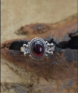 Nueva llegada auténtica sólida Plata de Ley 925 turmalina rosa oscuro cabujón ovalado bisel ajuste Baho delicado minimalista anillo de mujer - Product Image 3