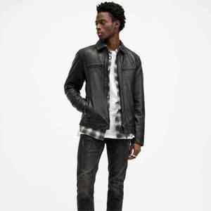Best Selling <b>Men's</b> Lightweight Leather <b>Jacket</b> High Quality Zipper Long Sleeved with Stand Collar Front Logo Coated Casual Wear - Product Image 1