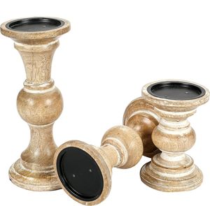 Supports de bougies décoratifs en bois |   Plusieurs styles et couleurs disponibles - Product Image 2