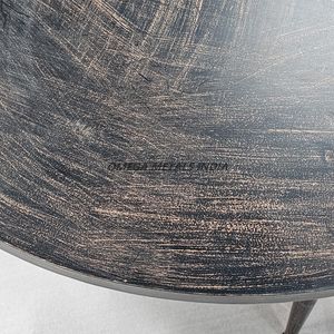 Round White Coffee Table with a Glossy Circular Top and Textured Speckled Cylindrical Pedestal <b>Base</b> Stone Inspired Material - Product Image 5