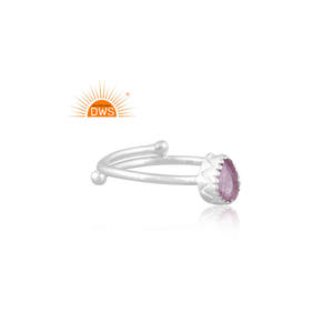 Vente chaude Fine Sterling Silver Naturel Rose Améthyste Gemme Bague Empilable Bijoux Personnalisés Pour Les Femmes Cadeau Pour Elle - Product Image 3