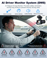 Caméra embarquée STARVIS 2 avec écran tactile 3 pouces, enregistrement avant 4K, arrière et intérieur 1080P, 4 canaux, GPS intégré et moniteur de stationnement