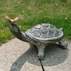Vintage Tortoise <b>Garden</b> Showpiece Object Floor Display Handmade Solid Tortoise <b>Butterfly</b> On Face Outdoor Sculpture & Statue - Product Image 3