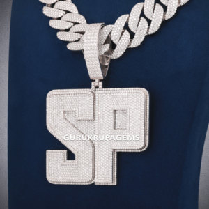 Colgante de diamante de corte brillante redondo VVS Moissanite personalizado cadena cubana joyería de Hip Hop - Product Image 5