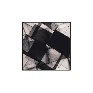 Black and White Polyester Twill Square Scarf with Geometric Pattern - Product Image 1