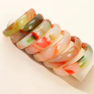 Brazalete Geométrico de Resina de Diseño, Regalo de Joyería de Moda, Brazalete Acrílico Irregular de Mármol y Ámbar para Mujeres y Niñas - Product Image 5