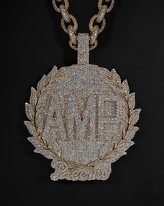 จี้ VVS Moissanite ตามสั่งสำหรับผู้ชายสีเหลืองทองพร้อมตัวอักษรตัวทดสอบผ่านแบบกำหนดเองจี้เครื่องประดับและเสน่ห์ - Product Image 1