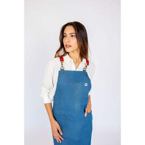 Salopette en jean rouge délavé style simple, tablier tendance - Product Image 1