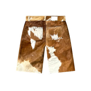 Top Selling High Street Fashion Men Cowhide Leather Shorts Top Quality Front And <b>Back</b> Pocket Custom Design Cowhide Leather Short - Product Image 2
