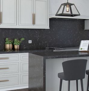 Hot Sale Spa <b>Black</b> 2cm 3cm Polished <b>Edge</b> Quartz Slab Kitchen Countertop for Wholesale Commercial Construction Use - Product Image 2