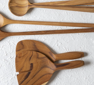 Juego de Utensilios de Cocina de Madera de Teca Natural de Primera Calidad, Cuchara de Esquina Resistente al Calor, Utensilios de Cocina Antiadherentes - Product Image 3