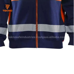 เสื้อฮู้ดแขนยาวสำหรับผู้ชายเสื้อฮู้ดกันน้ำมีซิปทำงานมีซิปสะท้อนแสง - Product Image 4