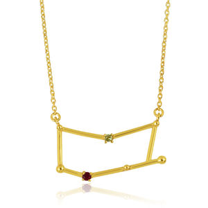 Conception de bijoux de luxe à la mode plaqué or 925 argent sterling rubis pierres précieuses naturelles collier du zodiaque bijoux fins pour les femmes - Product Image 1