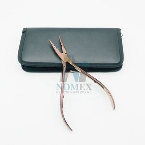 Pince à micro-perles en acier inoxydable de qualité chirurgicale solide 2 trous outil d'extension de cheveux professionnel multifonctionnel couleur or rose - Product Image 1